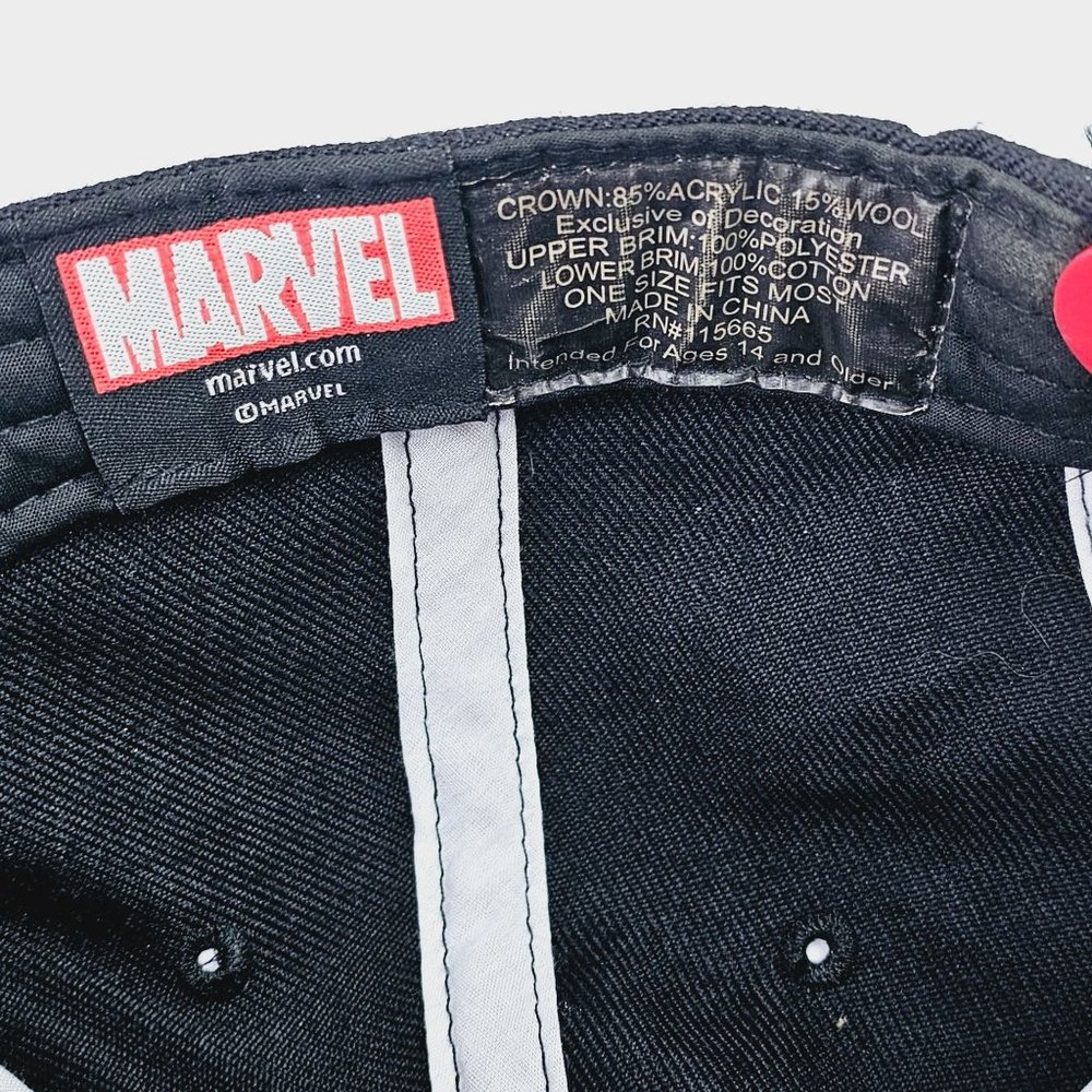 2 Marvel Comics Deadpool Logo Mens Black Hat Cap Comic Print Visor Snapback - Picture 11 of 11